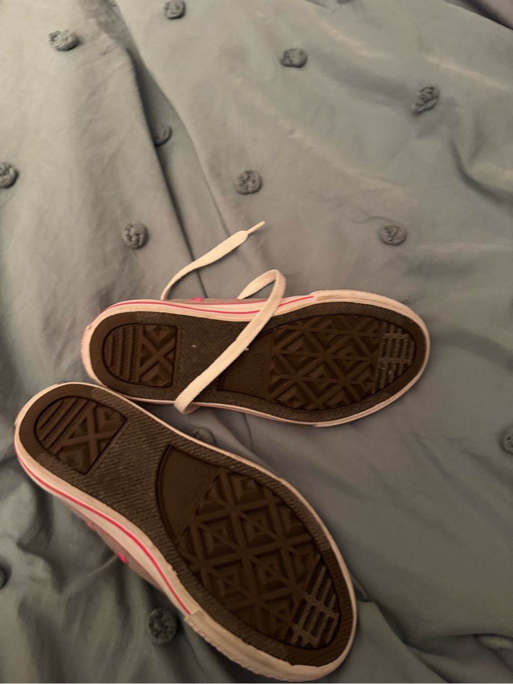 Converse Kids Gray Canvas Sneakers with Pink Trim - Picture 3 of 3
